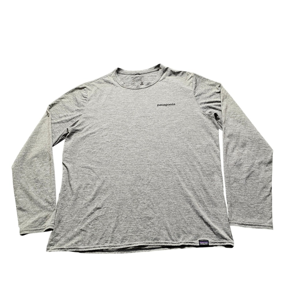 Patagonia Capilene Cool Daily Long Sleeve Shirt Mens Medium Gray Graphic Logo